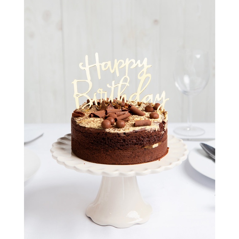 Happy Birthday Cake Topper – Gold Acryl 15x15 Cm, Wiederverwendbar