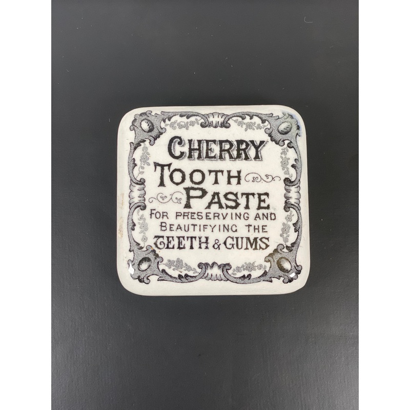 Square Tootpaste 19th Century Victorian Transferware Cherry Toothpaste Pot Lid, Unusual ...
