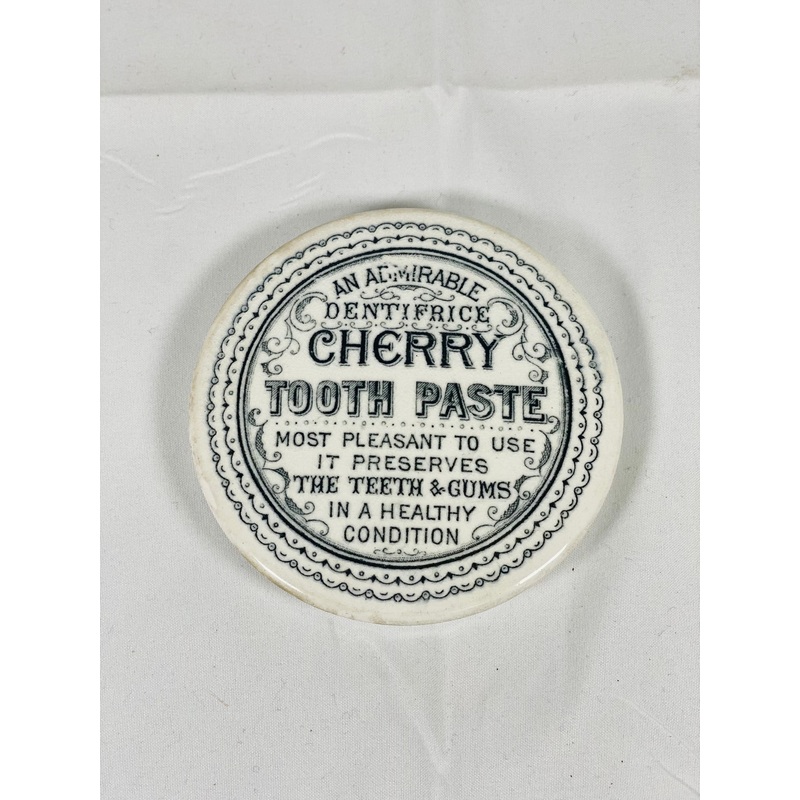 Victorian Toothpaste Label Late 19th Century Victorian Transferware Cherry Toothpaste Pot Lid ...